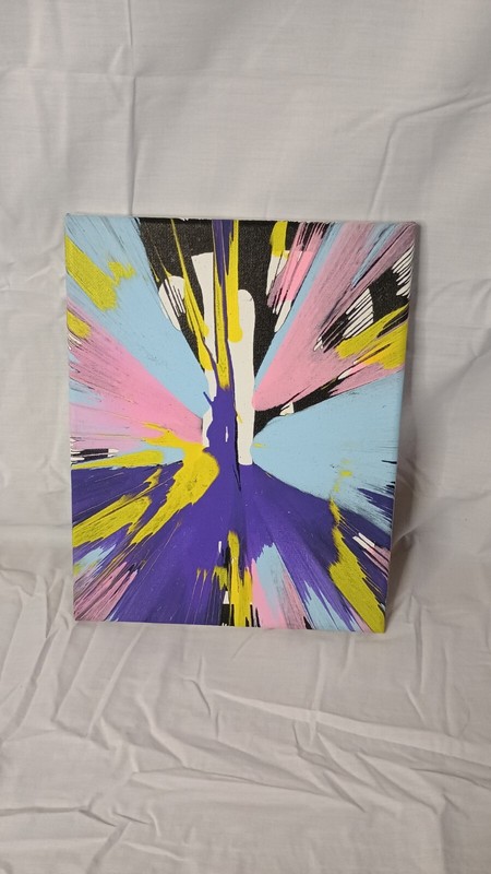 Custom Spin Art Blue Purple Black Yellow Pink Glitter 8″x10″