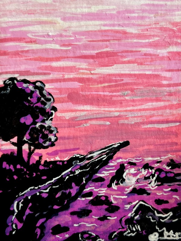 ACEO Original Art pink sea transgender trans woman women pride flag Kai Courtney