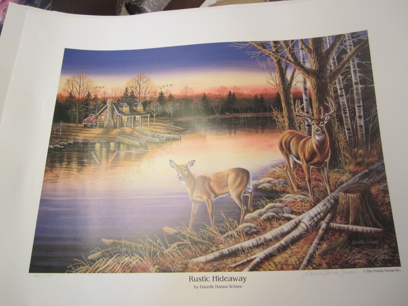 Rustic Hideaway By Danelle Hanna Schure Signed Numbered Print 661/1025 Deer Pond