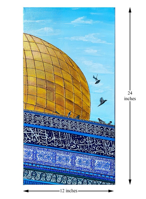 Masjid E Aqsa front view handmade acrylic canvas painting gallery