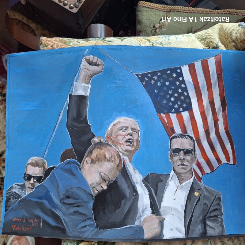 1A FineArt Rateitzak original artwork Donald Trump Assasination 2 gallery