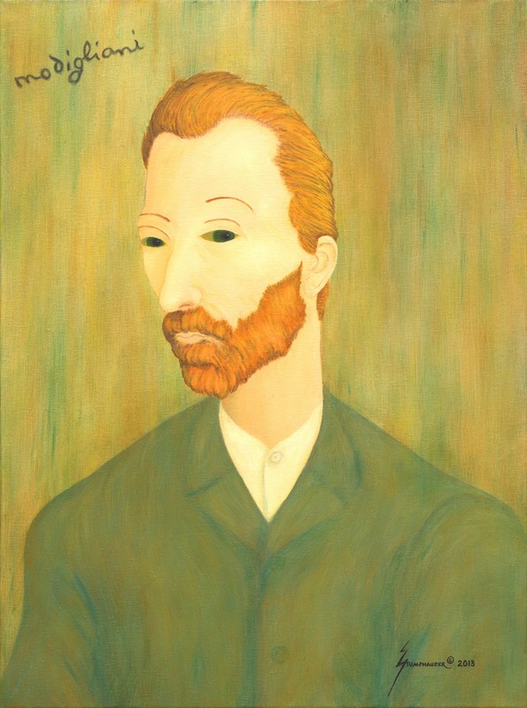 MODIGLIANI RARE PORTRAIT OF VINCENT VAN GOGH UNIQUE ORIGINAL OIL PAINTING SIGNED