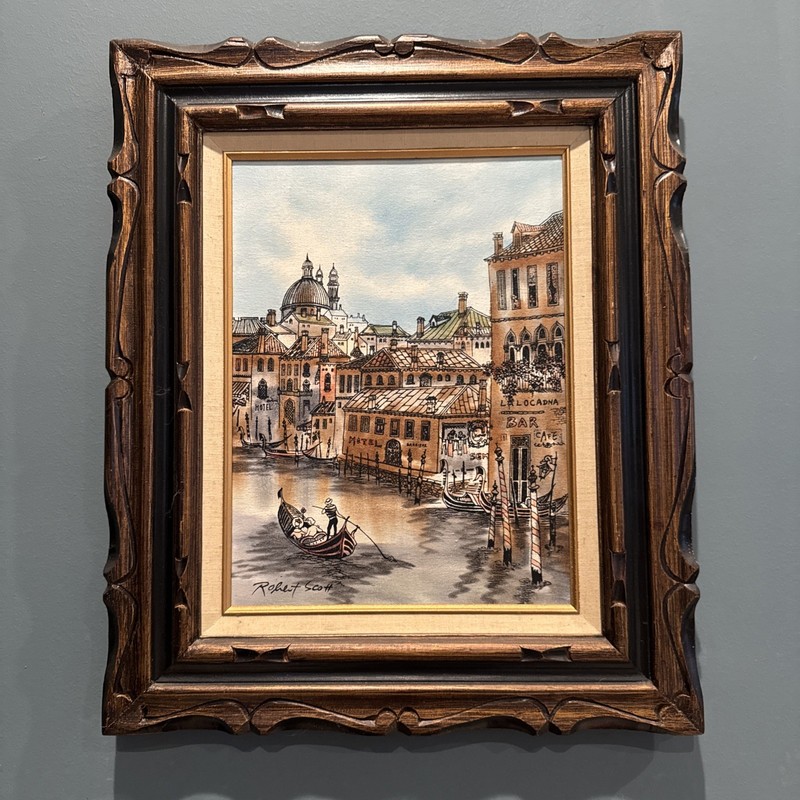 Grand Canal In Venice On Canvas W/ Stunning Wood Frame 20×24 Robert Scottsigned