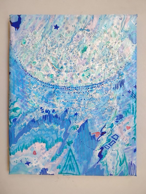 Original Contemporary Abstract Acrylic Paint, Ink and Texture Painting 8 by 10