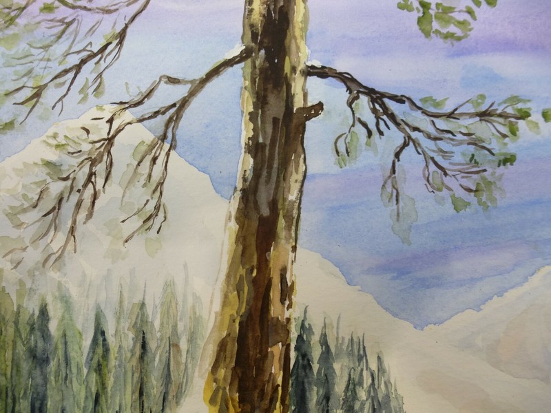 Watercolour "Winter Mountain Landscape" Estate Folder Otto Handrich gallery