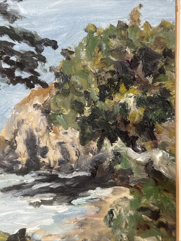 California Painting “Near Lands End” San Francisco Seascape Signed Illegible 07 gallery