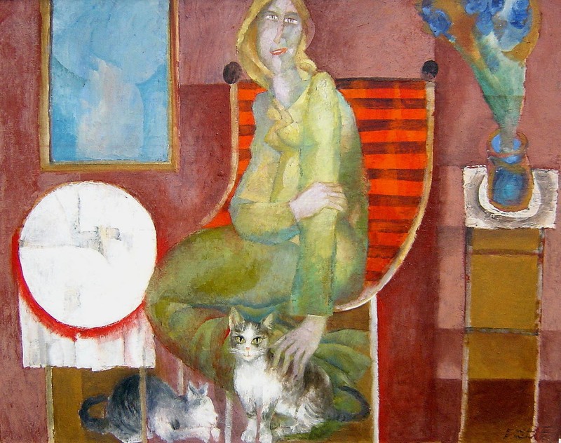 František Nikl 1935 – Prague / Cats Duet / Painting, Signed / Main Work / 1992