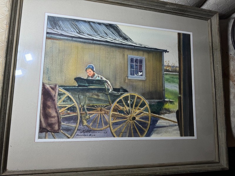 Large Ranulph Bye (1916 – 2003) 62 «Young Menonnite» Watercolor Painting- Framed