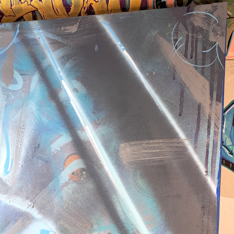 NIMBUS Original Painting "LOW CLASS BLUE" Abstract on Large Canvas 32x21" OOAK gallery