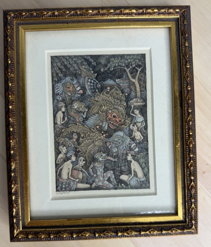 «Keliki Kawan Miniature Traditional Painting from Bali» Signed 6.5″H x 5” W