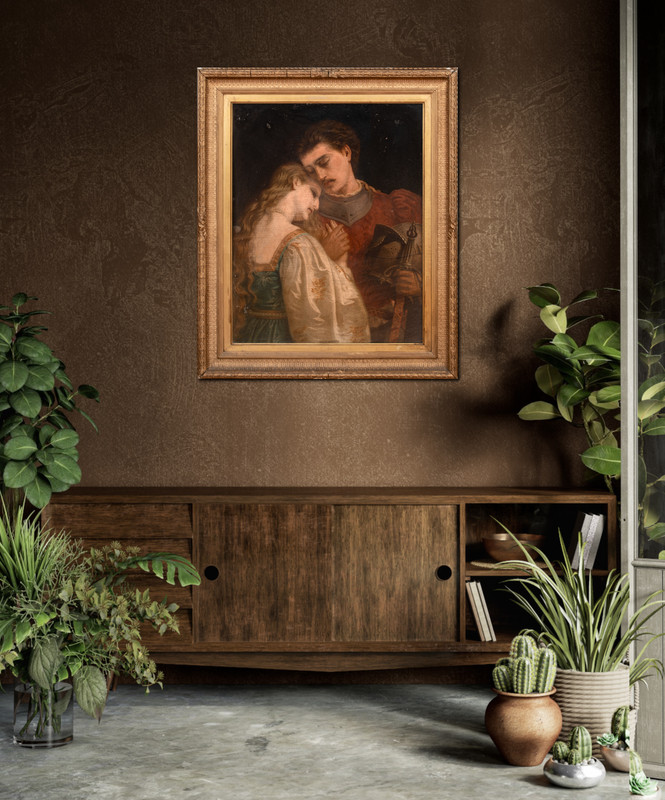 Large 19th Century English Pre-Raphaelite Romeo & Juliet - LUCY MADOX BROWN gallery