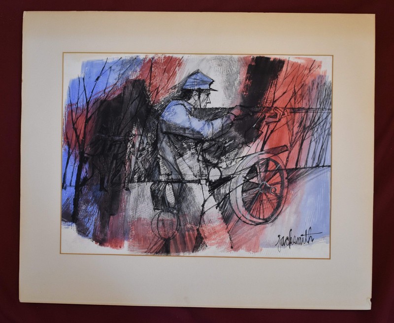 Jack Smith Red White and Blue Civil War Soldier Painting, Signed gallery