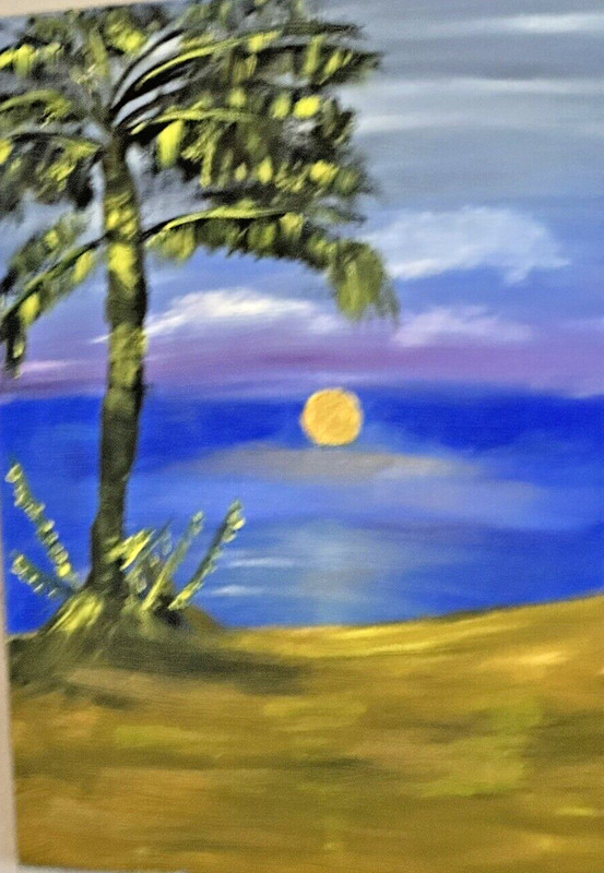 Caribbean Beach Sunset Acrylic Painting On Canvas Handmade Original Art - 30x24" gallery