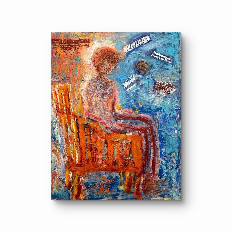 GERARD 24x30 IN-Abstract Expressionist Original Cold Wax & Oil Painting Wood gallery