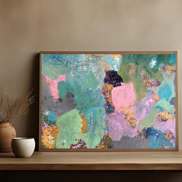 Painting Canvas Original 11" x 14" Contemporary Acrylic Green Art Jimarieart gallery