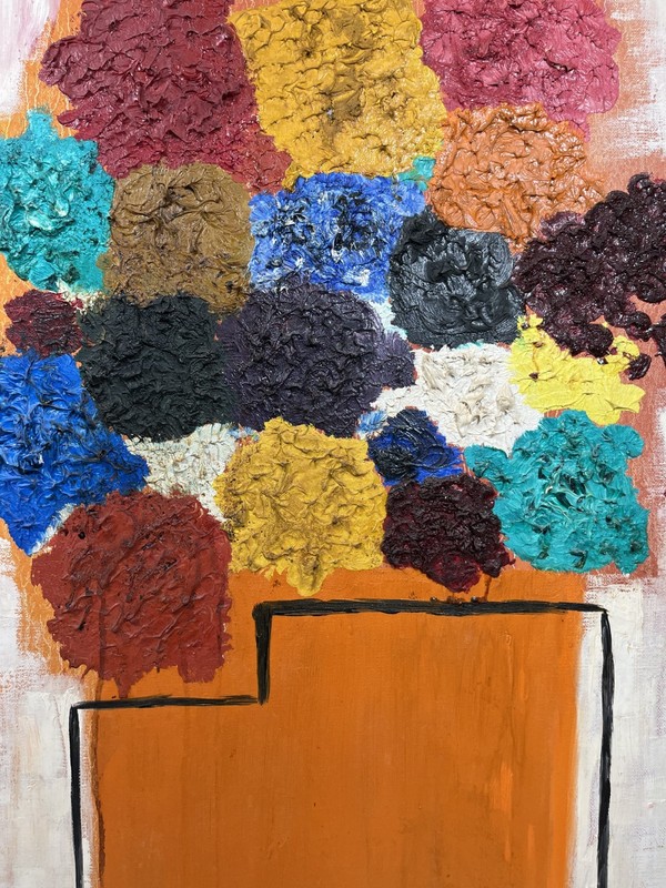 ABSTRACT FLORAL VINTAGE MCM MODERN POP ART MODERNIST MID CENTURY OIL PAINTING gallery