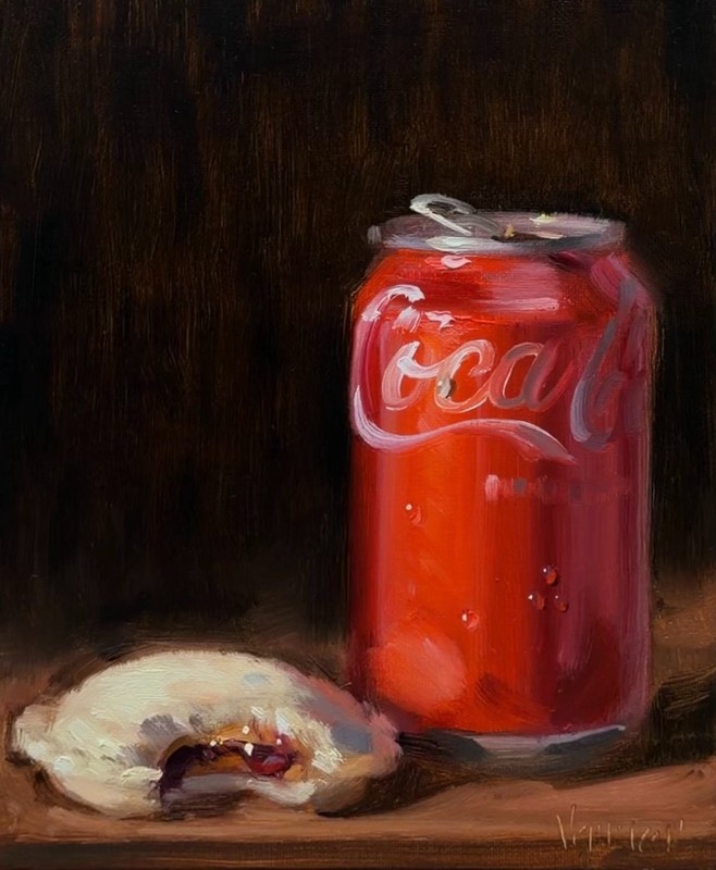 Coke and Uncrustable 16×20 VERRIER Still life oil painting, Signed print