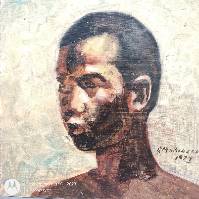 G M Spicuzza Detroit Scarab WPA Artist "Study Black Boy" Portrait oil Painting gallery