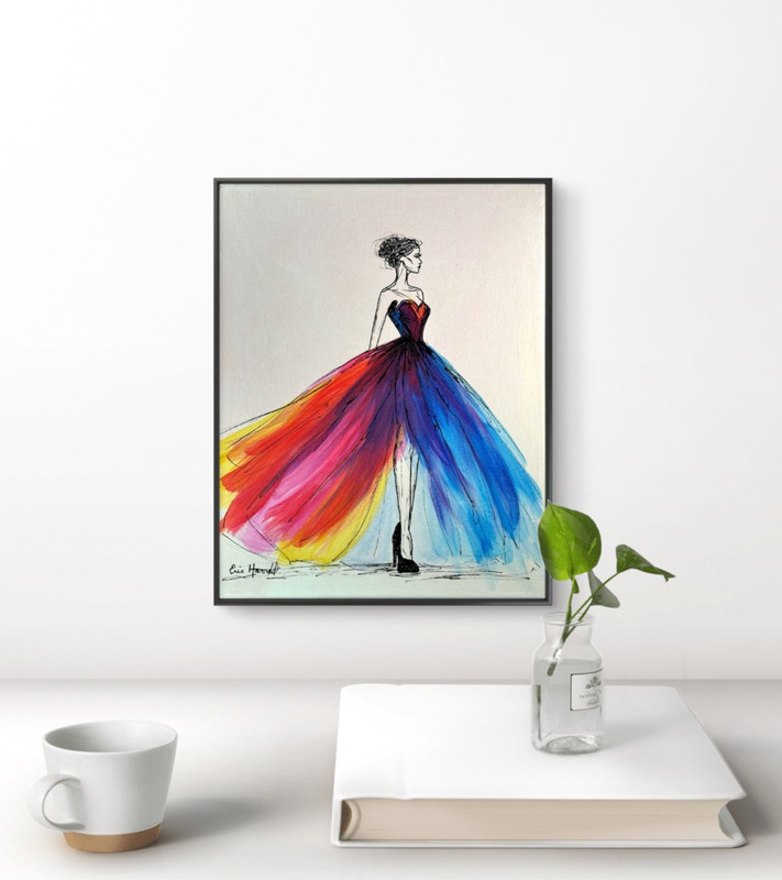 Original Glamorous Woman Art 14x11 Canvas Bold Color Expressionism Painting gallery
