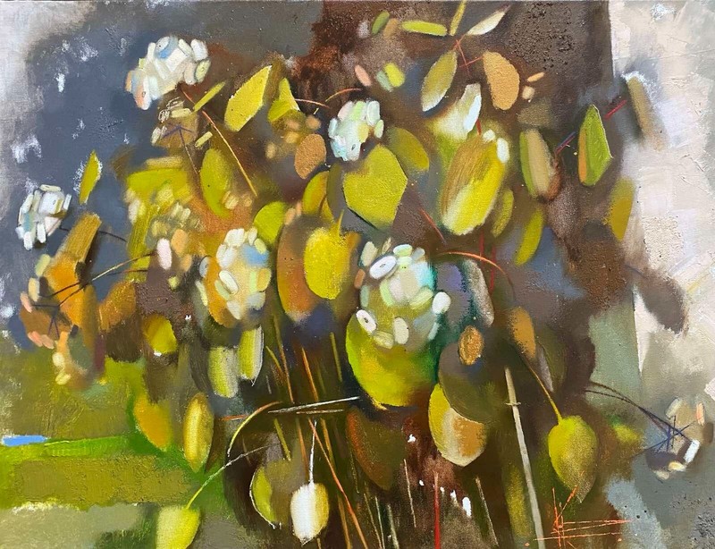 Abstract Oil painting hydrangea Ukrainian painter Canvas Framed Decor original