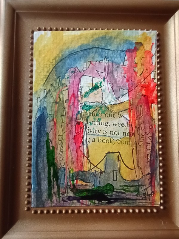 ACEO Original Art Card Abstract Drawing Ink Watercolor Signed J01C