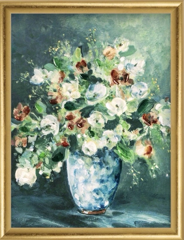 Abstract Floral Painting Acrylic Oil Canvas Pastel Wall Art 18”x22”
