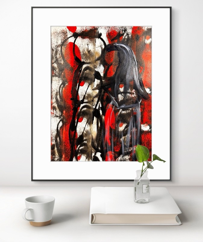 Original Abstract Expressionism 9x12 The Kiss Handmade Unique Signed Fine Art gallery