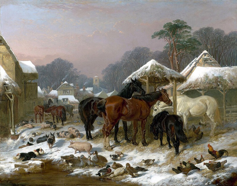 Art Giclee Printed Oil Painting Print The Farmyard In Winter