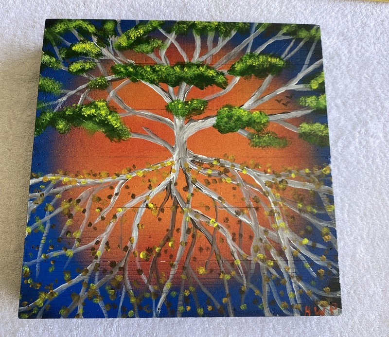 Origional Primative Tree Of Life On 12’x12’x2’ Wood