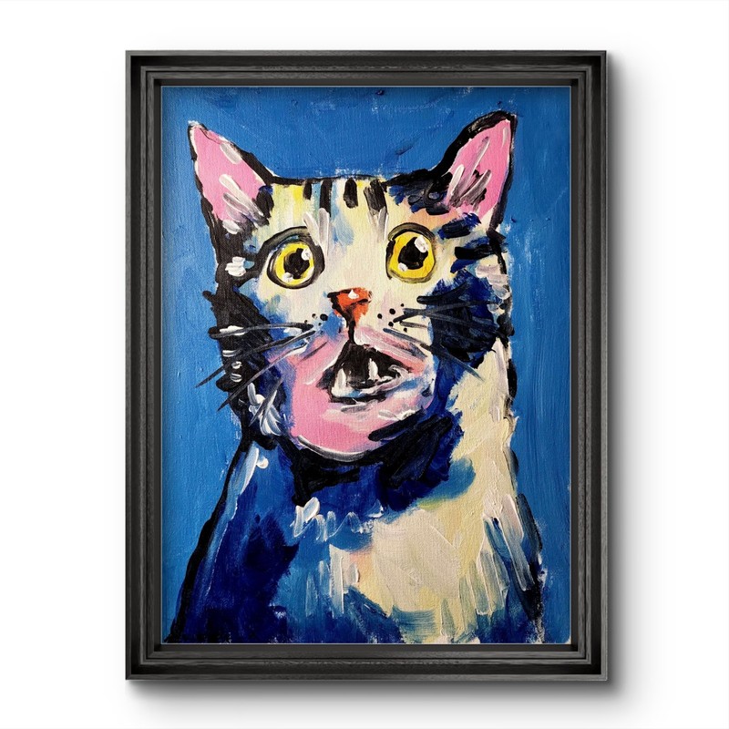 Aleph Original Cat 16×12 Abstract Expressionist Animals Painting Canvas