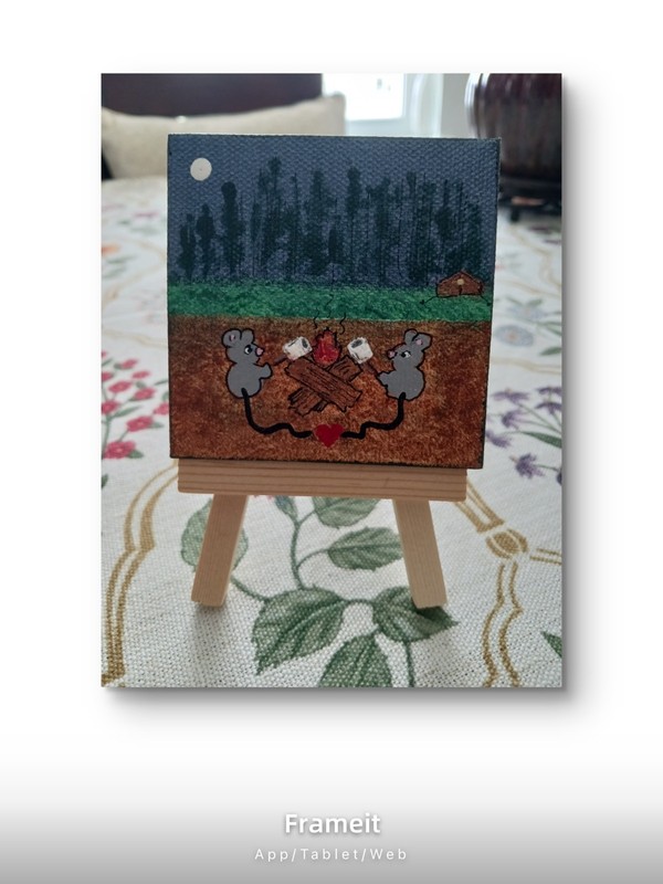 Original Mini Canvas Mouse Couple Painting 3.5 x 3.5 & Magnet by Charlene Slie gallery
