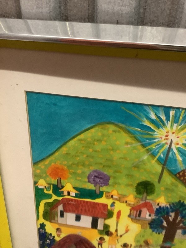 Pueblo Art by Artist Maya In Frame Signed by Artist Width 31.5 In Hieght 22 In gallery
