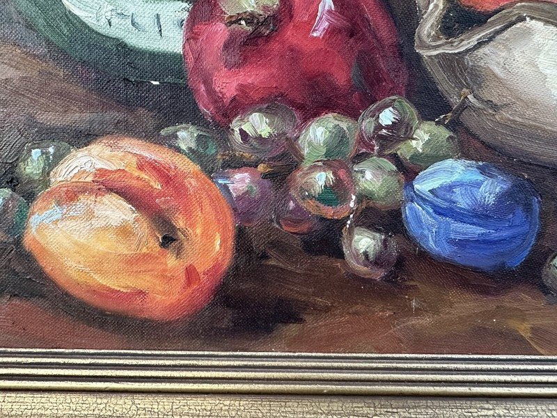 MID CENTURY STILL LIFE IMPRESSIONIST OIL PAINTING Signed L. Sherman 1959 gallery