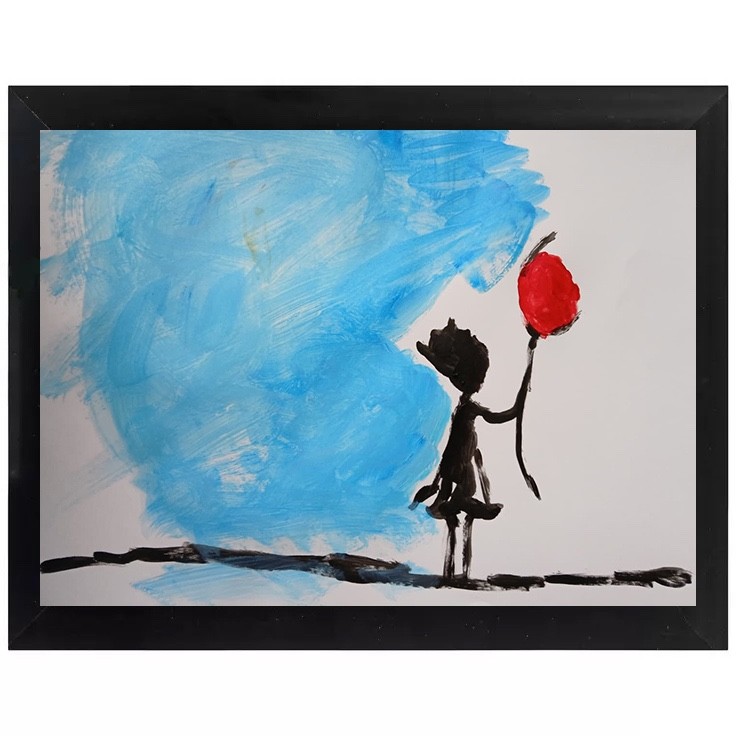 Expressionism/Abstract 9 x 12″ Balloon Girl Colorful Street Art Painting