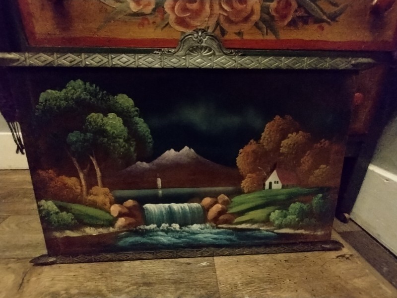 Chuy Moran 1960's "WATERFALL" Black Velvet Painting in a Handmade Wooden Frame! gallery
