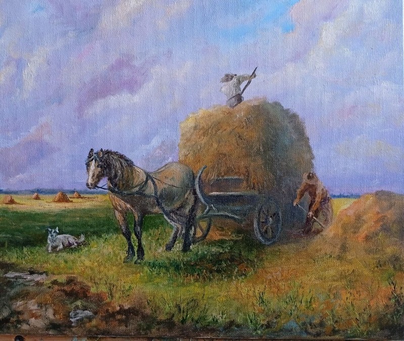 Painting "Haymaking". Oil. Canvas on stretcher. 12x16 inc. Handmade. 2025. gallery