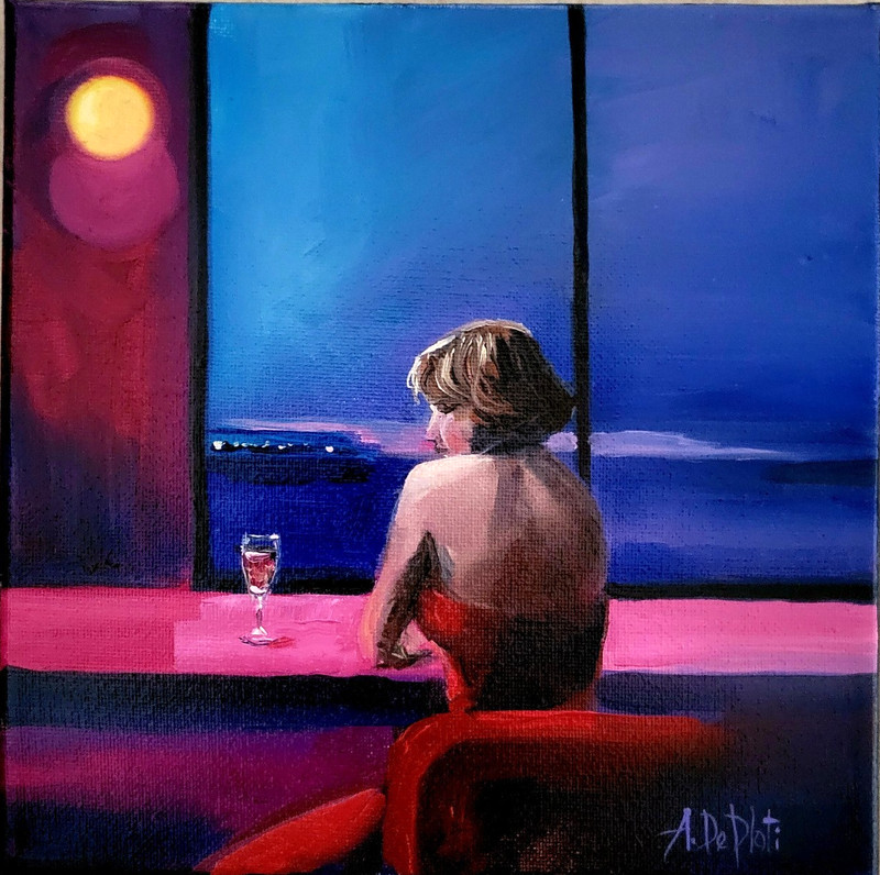 Original Oil on canvas painting* 8 x 8 in, signed*AIRPORT*