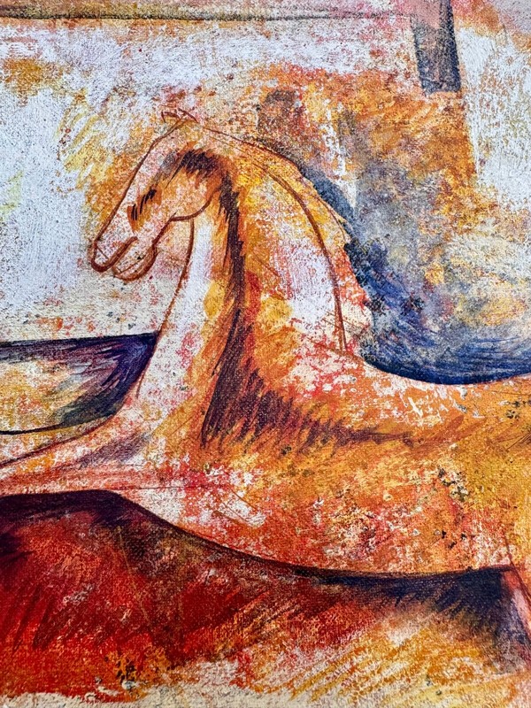 SAMI BURHAN 1966 ORIGINAL OIL/ Canvas , City Woman Horse No. 23 - Syria Art gallery