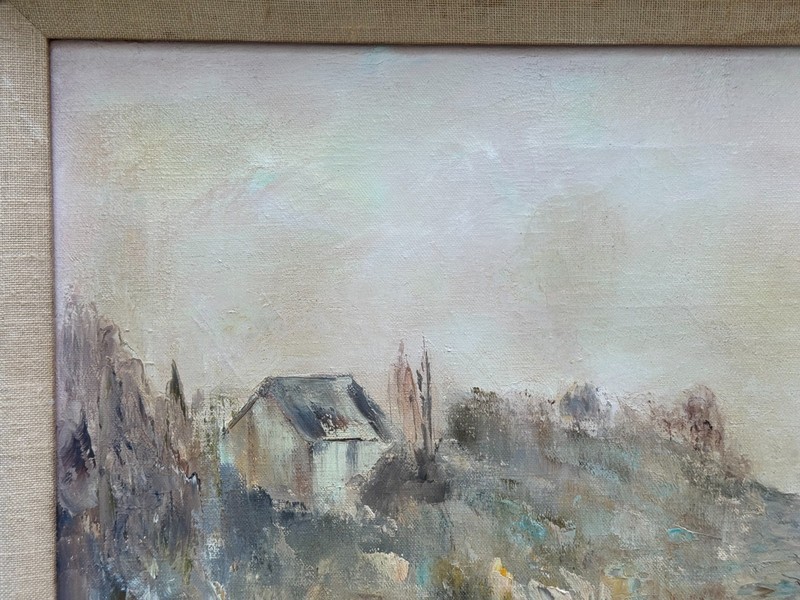 MARY BUCKLIN VINTAGE OIL PAINTING RIVER LANDSCAPE GREENWICH CT MABU DEVEREUX ART gallery