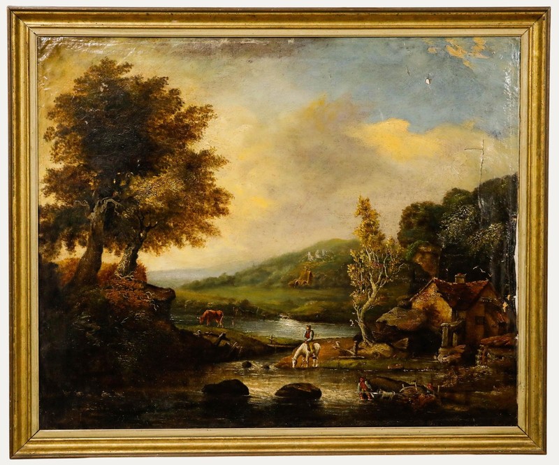 For Restoration Mid 19th Century Oil – By the Watermill