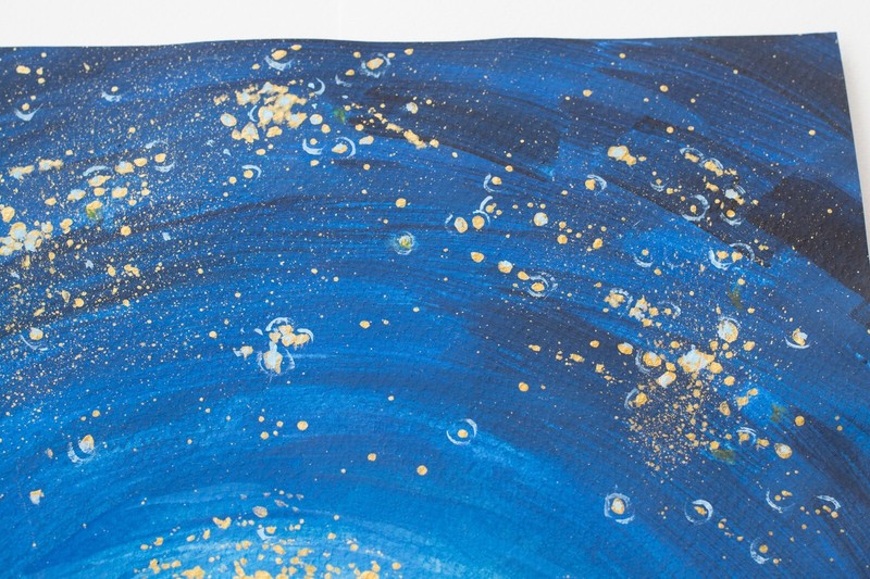 Original Watercolor PaintingNight landscape painting Moon Night Sky Starry sky gallery