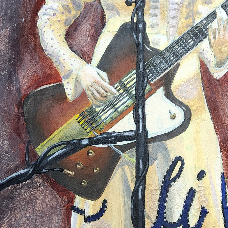 original PJ harvey portrait painting 15x24 & 3 laser cut art guitars 2008 set gallery