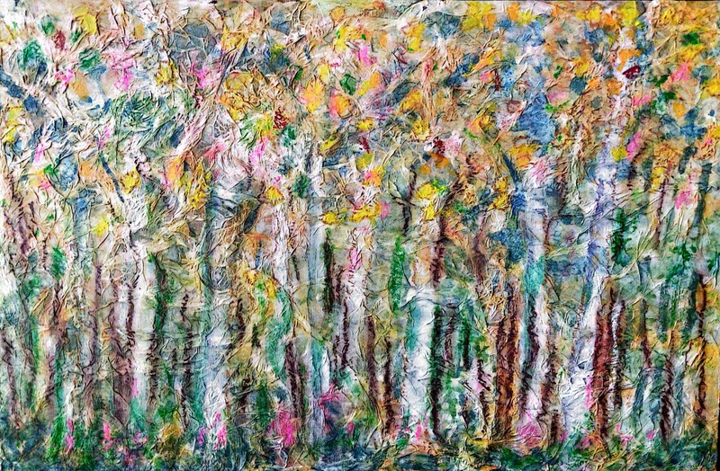 Bold Textured Abstract Signed Original Canvas Panel Acrylic Art Aspens Painting