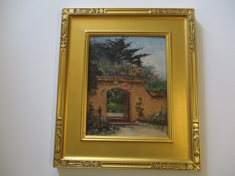 CARMEL MISSION OIL PAINTING FRAMED CALIFORNIA PLEIN AIR IMPRESSIONIST LANDSCAPE