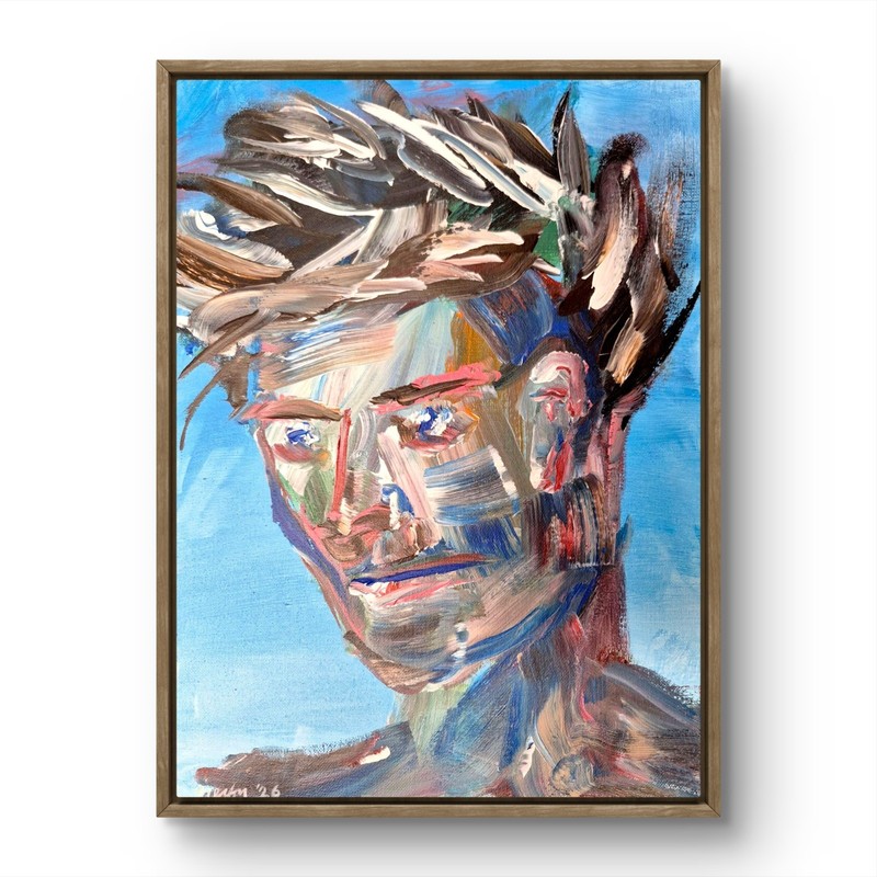 Original Colorful Contemporary Expressionist Portrait Acrylic Canvas 12 x 16