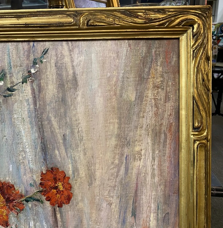 Owen Cullen Yates Large Oil Painting, Still Life with Flowers in a Blue Vase gallery