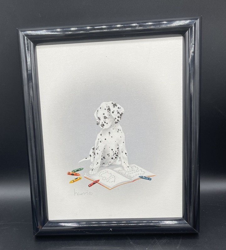 Peggy Harris Original Painting Signed Dalmatian Puppy «Dot To Dot” 11″ x 9»
