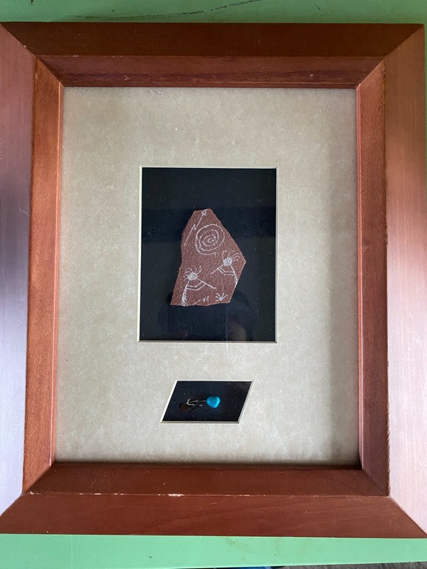 Signed Framed Larry Beck Native American Alaska Wall Art Rock, Feather