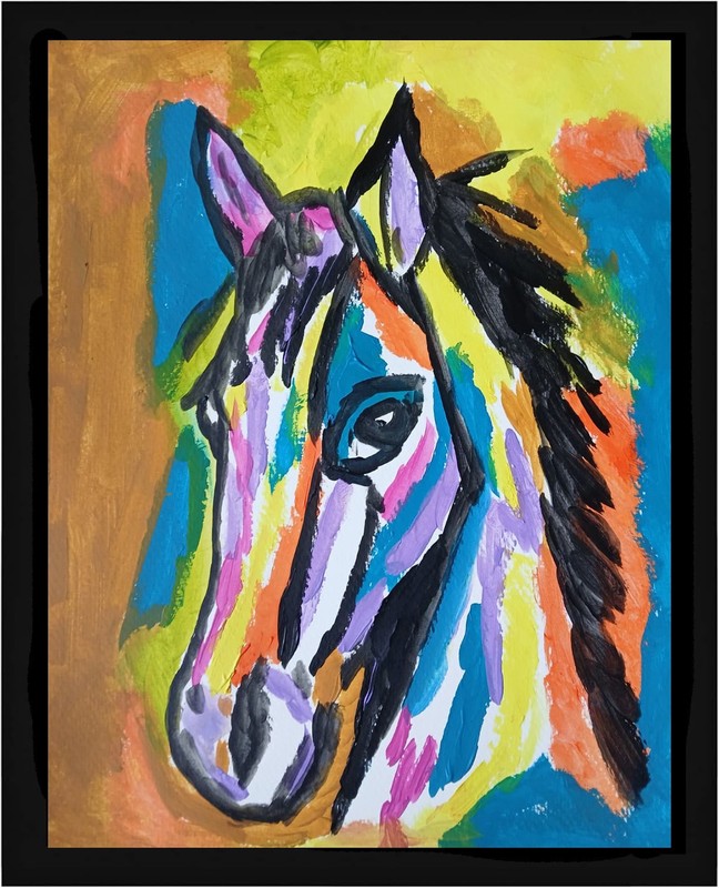 Abstract/Expressionism 11×14 Colorful Horse One of a Kind Street Art Painting