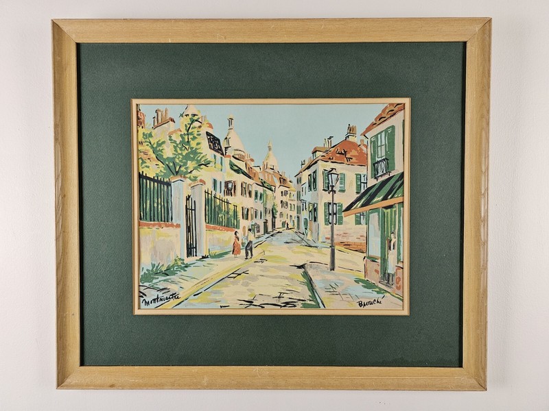 Vintage Illegibly Signed Serigraph Painting 21.5×18.5 Framed European Art